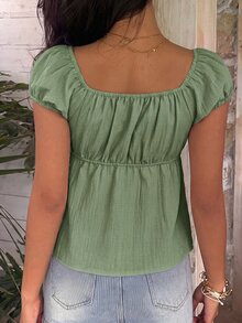 SHEIN EZwear 夏季休閒薄荷綠短袖襯衫 - 薄荷綠 - 查看 2