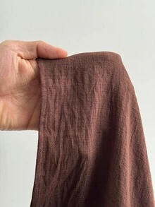 Maweii Plus Size Asymmetrical Long Sleeve Shirt, Textured Stand Collar Cardigan Top With Asymmetric Drape Shawl Design, Loose Fit Flattering Drape Blouse, Unique Design Top - Brown - View 10