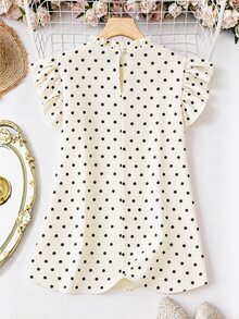 EMERY ROSE Plus Size Women Polka Dot Print Round Neck Cap Sleeve Blouse - Multicolor - View 2