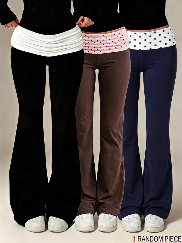 SHEIN 3pcs Women's Teen Black Sports Casual Comfortable Fashion Multi-Piece Set Long Pants, Personalized Waistband Design, Flare Leg Cut, Suitable For Indoor/Outdoor, Party, Sports, Travel, School, Commute And Any Occasion, Spring/Autumn/Winter Essential Long Pants