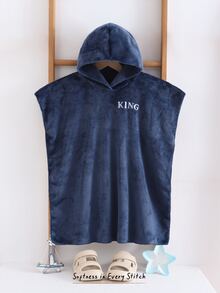 SHEIN 柔軟舒適可正反穿著羊羔絨連帽泳裝罩衫，適合搭配沙灘褲、毛巾，適用於春夏出遊、情人節、約會、旅行、度假、家庭聚會、開學季、生日派對 - 藏蓝色 - 查看 3