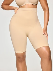 SHAPORA Plus Size Seamless High Waist Lightweight  Body Shaping Underpants - Apricot - View 3