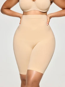 SHAPORA Plus Size Seamless High Waist Lightweight  Body Shaping Underpants - Apricot - View 4