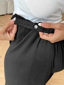 Dazy Maternity Solid Color Loose Elastic Waist Long Pants Casual Vacation Daily Spring Autumn Maternity Pants - Black - View 6