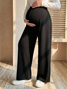 Dazy Maternity Solid Color Loose Elastic Waist Long Pants Casual Vacation Daily Spring Autumn Maternity Pants - Black - View 7