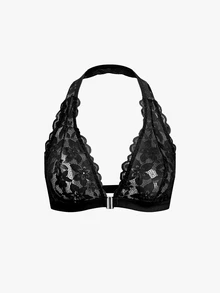 Bisouelle 2pcs/Set Women's Solid Color Sexy Lace Halter Neck Bra - Multicolor - View 3