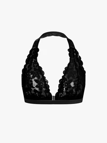 Bisouelle 2pcs/Set Women's Solid Color Sexy Lace Halter Neck Bra - Multicolor - View 4