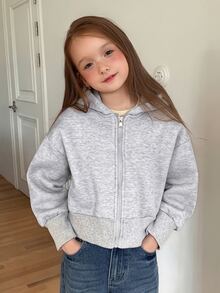 DAZY Loose Casual Hooded Autumn Tween Girls Light Gray Hooded Sweatshirt - Light Grey - View 1
