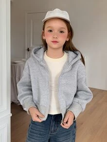 DAZY Loose Casual Hooded Autumn Tween Girls Light Gray Hooded Sweatshirt - Light Grey - View 4