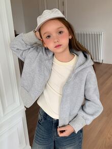 DAZY Loose Casual Hooded Autumn Tween Girls Light Gray Hooded Sweatshirt - Light Grey - View 5