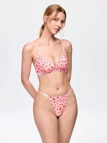 Bonmuse 1 Set Pink Heart Pattern Comfortable Lift-Up Adjustable Strap Sexy Thong Panty - Pink - View 4
