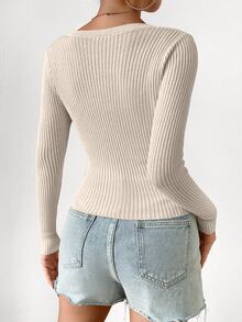 EMERY ROSE Women's Slim Fit V-Neck Cardigan With Single-Breasted Button,Long Sleeve Tops Fall Winter Cloth For Women - Apricot - View 2