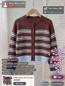 SHEIN Girls' Autumn/Winter Fashion Leopard Print Jacquard Knit Cardigan Sweater - Multicolor - View 1