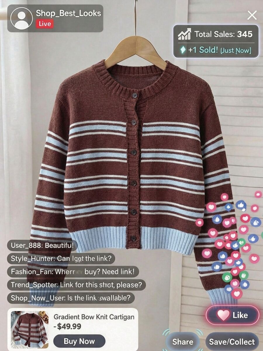 SHEIN Girls' Autumn/Winter Fashion Leopard Print Jacquard Knit Cardigan Sweater - Multicolor - View 1