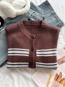 SHEIN Girls' Autumn/Winter Fashion Leopard Print Jacquard Knit Cardigan Sweater - Multicolor - View 4