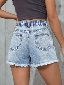 Tween Girls' Light Blue Distressed Denim Shorts - Light Wash - View 2