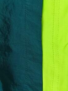 Coreblaze Men's Letter Print Drawstring Waist Double Layer Sports Shorts, Gym - Green - View 4