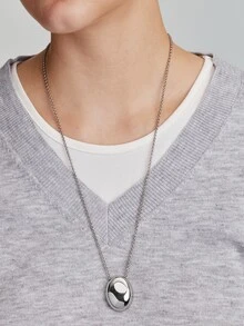 Vandermere 18K Gold Plated Bead Pendant Necklace, Stainless Steel Chain, Daily Wear Gift For Mom, Sister, Birthday - Silver - View 3