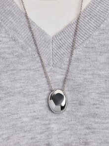 Vandermere 18K Gold Plated Bead Pendant Necklace, Stainless Steel Chain, Daily Wear Gift For Mom, Sister, Birthday - Silver - View 4
