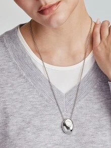 Vandermere 18K Gold Plated Bead Pendant Necklace, Stainless Steel Chain, Daily Wear Gift For Mom, Sister, Birthday - Silver - View 1