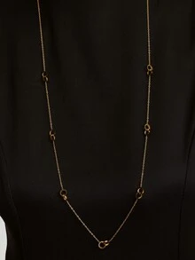 Vandermere 1pc Women's 18K Gold-Plated Stainless Steel Hollowed-Out Oval Patchwork Sweater Chain - Multicolor - View 4
