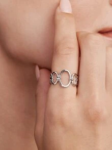 Vandermere 1pc Hollow Geometric Open Ring - Antique Silver - View 3