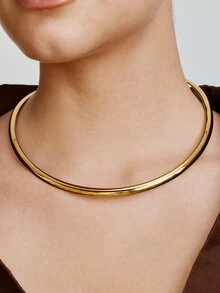 Vandermere Minimalist Solid Choker - Yellow Gold - View 5