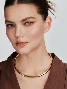 Vandermere Minimalist Solid Choker - Yellow Gold - View 1