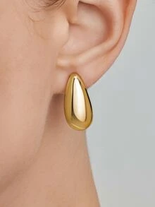 Vandermere 2pcs Fashionable Luxury Glossy Crescent Clip-On Earrings For Women, Everyday Wear - Golden KA249 - View 4