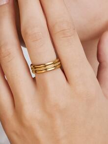 Vandermere 1/3pcs Set Gold Matte Stainless Steel Fashion Rings - Gold - View 4
