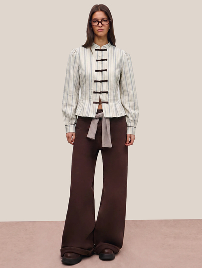 Nöista Striped Tailored Jacket, Perfect For Fall, Business Casual, Office And Elegant Looks.