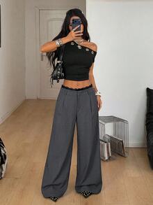 Coolane 女士黑色梭织通勤裤 - 深灰色 - 查看 7