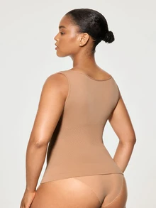 SHAPORA 1pc Seamless Women's Shaping Top, Slimming Body Shaper, Abdominal Control, Flat Belly, Wearable Shapewear - Apricot - View 2