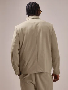 Musero 立領前中拉鍊插肩袖西裝外套，鈕扣袖口 - 卡其色 - 查看 4