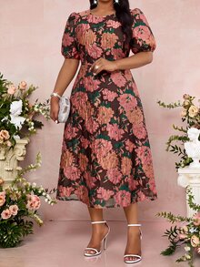 Fleurora Plus Size Dresses Wedding Dinner Theme Party Evening Date Night Cocktail Formal Dark Green Elegant Celestial Rustic Business Casual Summer - Multicolor - View 4