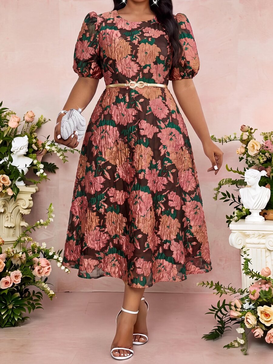 Fleurora Plus Size Dresses Wedding Dinner Theme Party Evening Date Night Cocktail Formal Dark Green Elegant Celestial Rustic Business Casual Summer - Multicolor - View 1