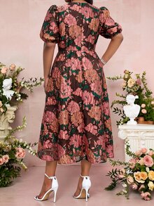 Fleurora Plus Size Dresses Wedding Dinner Theme Party Evening Date Night Cocktail Formal Dark Green Elegant Celestial Rustic Business Casual Summer - Multicolor - View 2