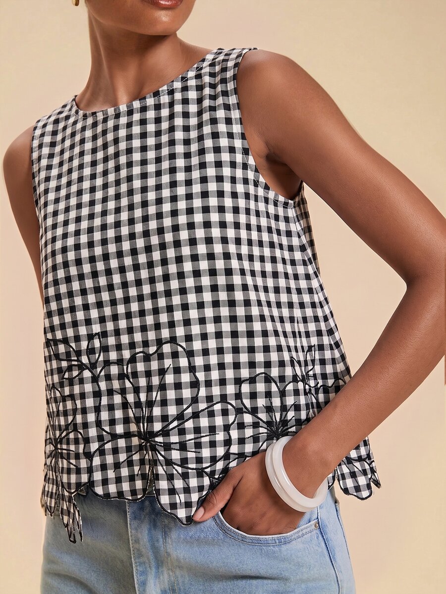 Travachic Vacation Casual Plaid Sleeveless Top