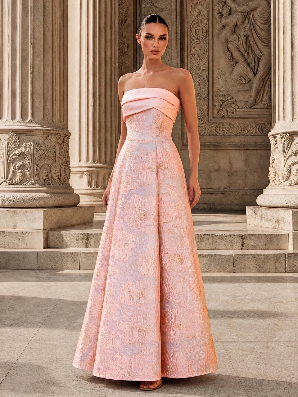 MOTF Soiréza SPRING/SUMMER WOMEN'S STRAPLESS EMBROIDERED PINK PARTY DRESS