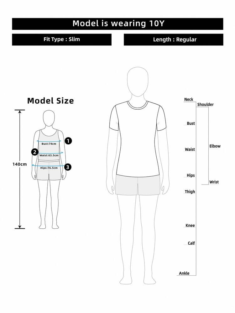 3 buah Kaos Kasual Anak Perempuan Remaja Warna Polos dengan Detail Ribbed dan Trim Motif Selada, Kerah Tinggi - MultiWarna - View 7