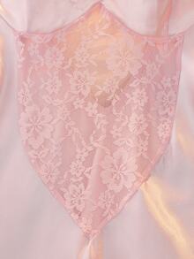 DelicateAllure Sexy Sexy Mature Lace Hollow Out Spaghetti Strap Satin Nightgown For Women - Baby Pink - View 6