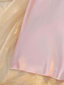 DelicateAllure Sexy Sexy Mature Lace Hollow Out Spaghetti Strap Satin Nightgown For Women - Baby Pink - View 3