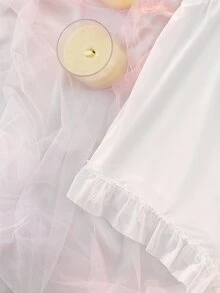 DelicateAllure Romper Pakaian Tidur Rumahan Kasual Wanita dengan Leher V Dalam dan Patchwork Renda - Putih - View 5