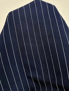 SHEIN PETITE 女款休閒優雅格紋不對稱下擺襯衫與寬腿褲兩件套，辦公商務、夏季、教師節、夏威夷海軍藍 - 藍色 - 查看 10