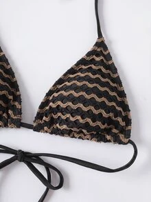 Travachic 女款度假波浪紋理掛脖綁帶比基尼兩件式泳衣套裝 - 彩色 - 查看 6