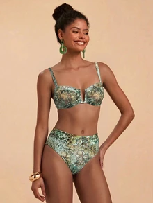 Travachic 女款夏季海灘豹紋性感比基尼三角褲兩件式泳衣套裝 - 彩色 - 查看 3