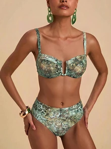 Travachic 女款夏季海灘豹紋性感比基尼三角褲兩件式泳衣套裝 - 彩色 - 查看 5