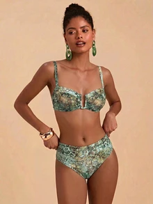 Travachic 女款夏季海灘豹紋性感比基尼三角褲兩件式泳衣套裝 - 彩色 - 查看 4