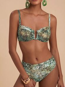Travachic 女款夏季海灘豹紋性感比基尼三角褲兩件式泳衣套裝 - 彩色 - 查看 1