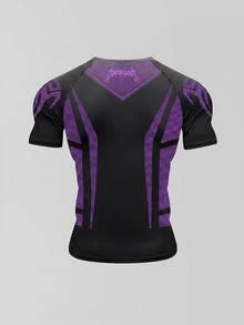 GymBeat Kaos Olahraga Pria Lengan Pendek Slim Fit Motif Patchwork Colorblock, untuk Gym - MultiWarna - View 2